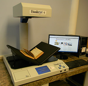 bound book, overhead camera scanning, cradle book scanner